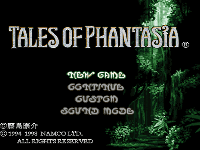 Tales of Phantasia title screen for Playstation